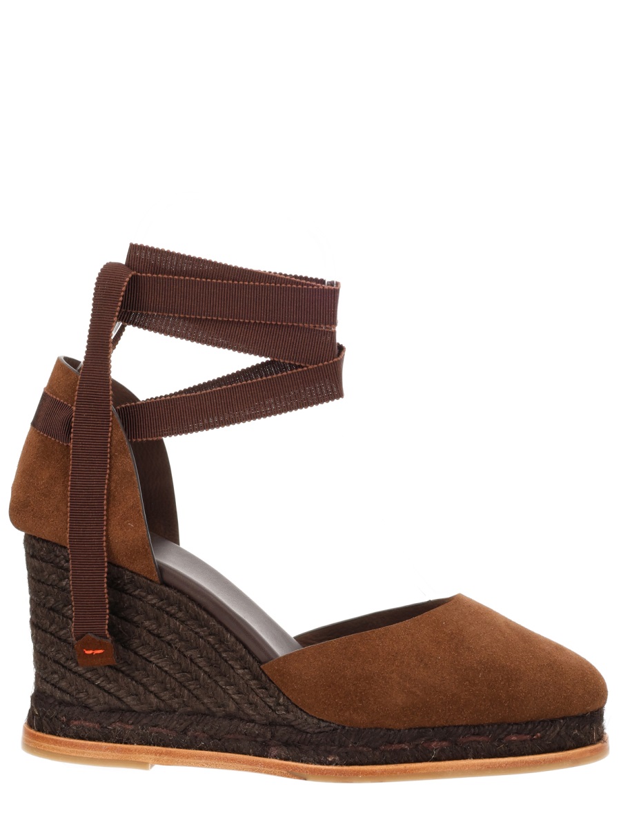 Castaner Warm Brown Camila Braided Wedge Suede Espadrilles Zwart
