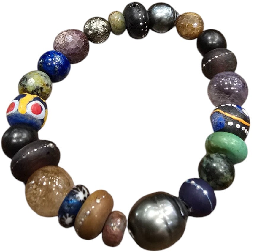 Catherine Michiels Bracelet Miguel perles Tahiti Turquoise ébène Chaman Saphir TFW24-13 Catherine Michiels Bijoux Jewelery Divers