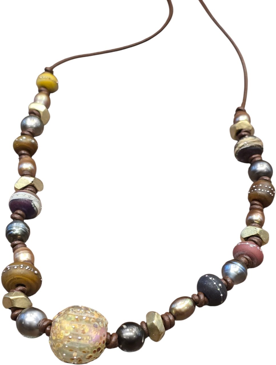 Catherine Michiels Collier Shaman perles Shaman Tahiti & antiques bronze Catherine Michiels SH119 Bruin