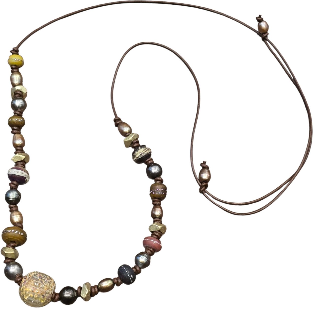 Catherine Michiels Collier Shaman perles Shaman Tahiti & antiques bronze Catherine Michiels SH119 Bruin