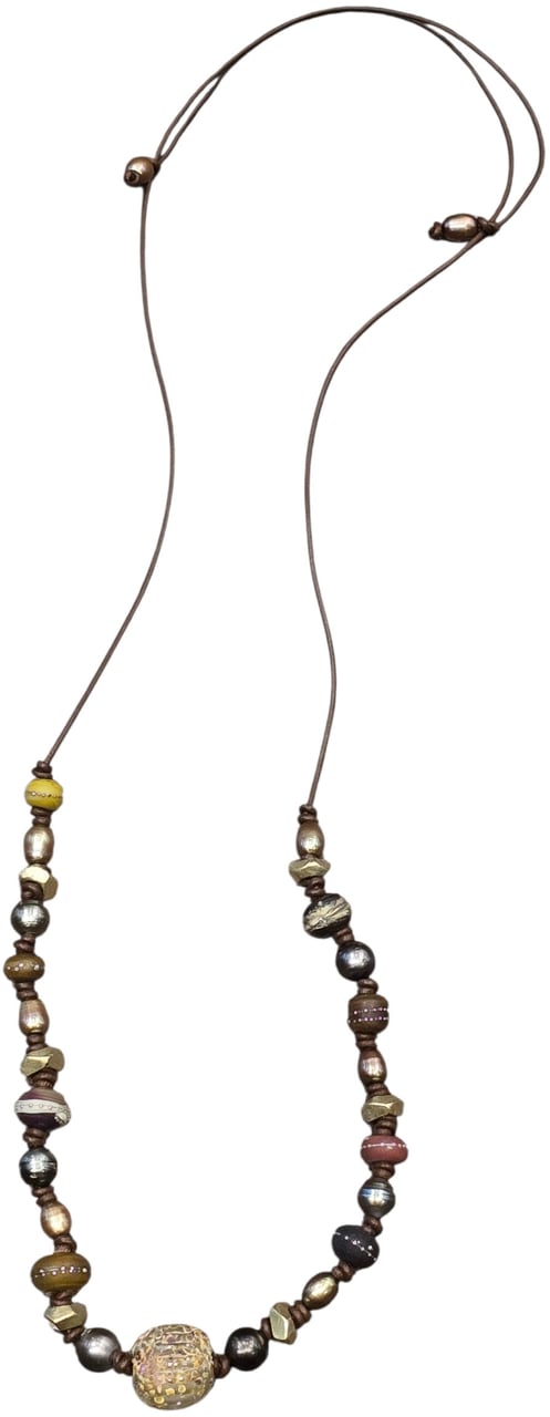 Catherine Michiels Collier Shaman perles Shaman Tahiti & antiques bronze Catherine Michiels SH119 Bruin