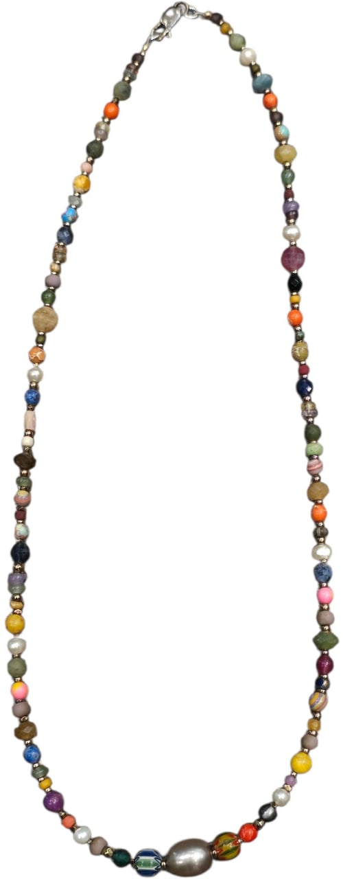 Catherine Michiels Collier Zaza long Perles vintage japo afro eau douce hématite pierres FW2527 Cat Divers