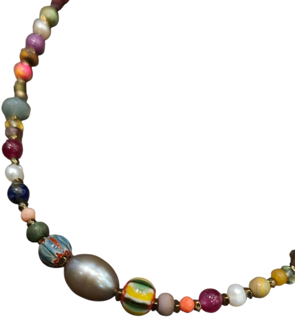 Catherine Michiels Collier Zaza long Perles vintage japo afro eau douce hématite pierres FW2527 Cat Divers