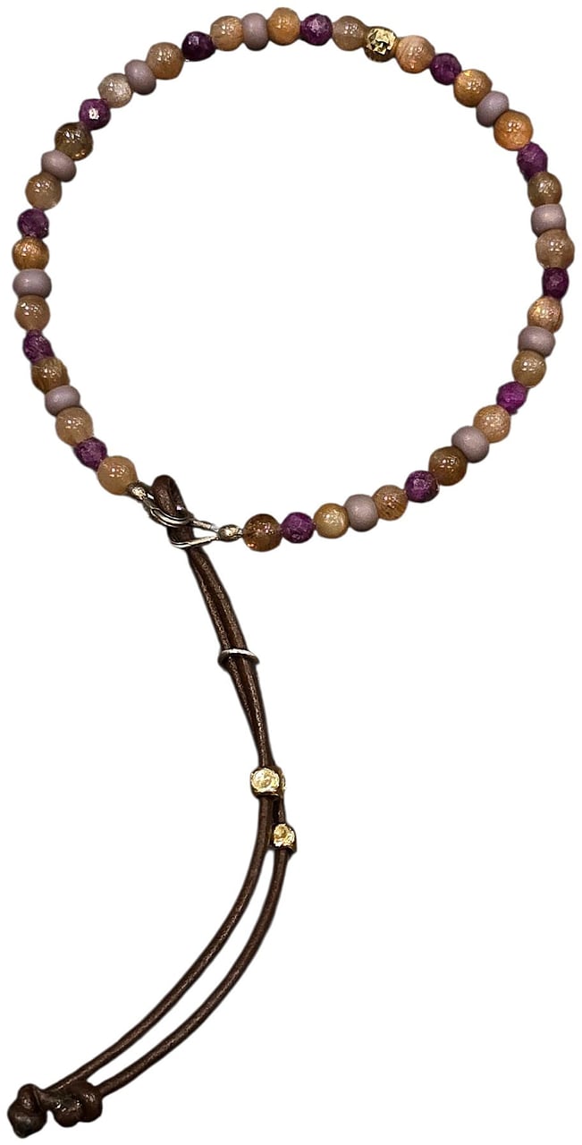 Catherine Michiels Bracelet L/E Peachy rubis pierre de lune céramique perle d’or 14kt bijoux Catherine Michiels Roze