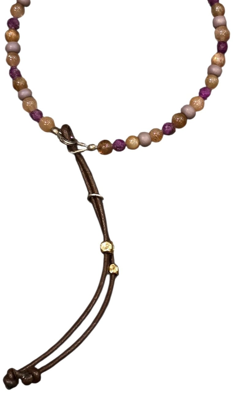 Catherine Michiels Bracelet L/E Peachy rubis pierre de lune céramique perle d’or 14kt bijoux Catherine Michiels Roze