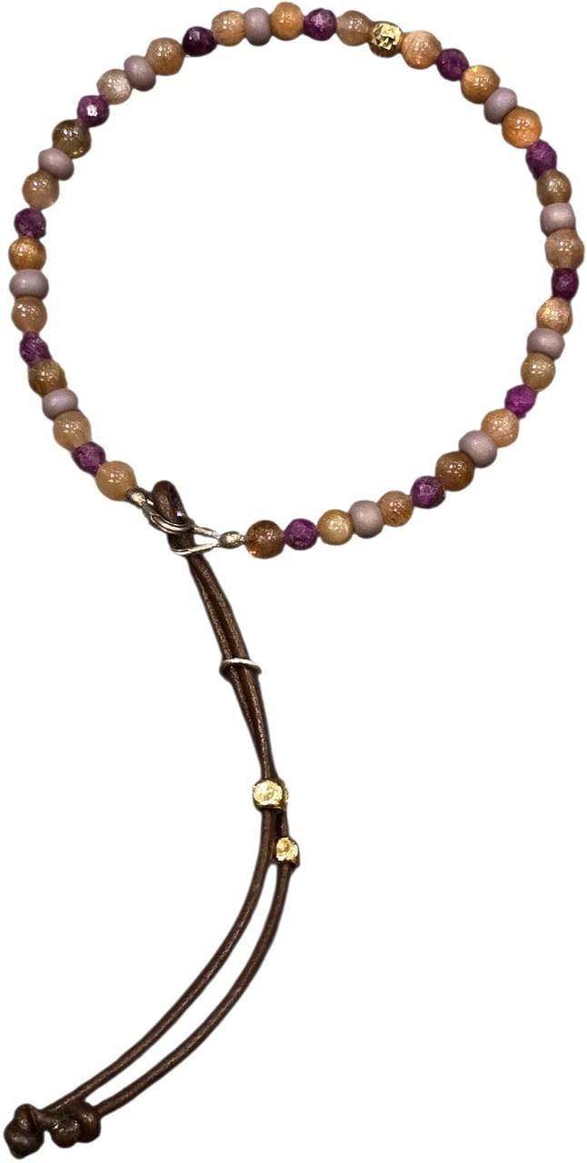 Catherine Michiels Bracelet L/E Peachy rubis pierre de lune céramique perle d’or 14kt bijoux Catherine Michiels Roze