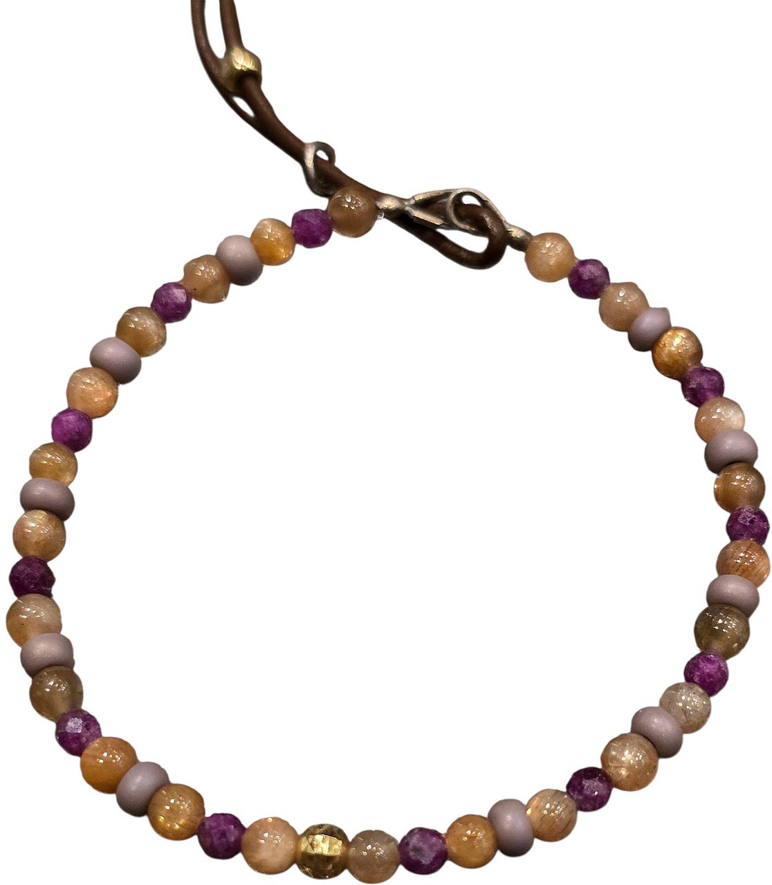 Catherine Michiels Bracelet L/E Peachy rubis pierre de lune céramique perle d’or 14kt bijoux Catherine Michiels Roze