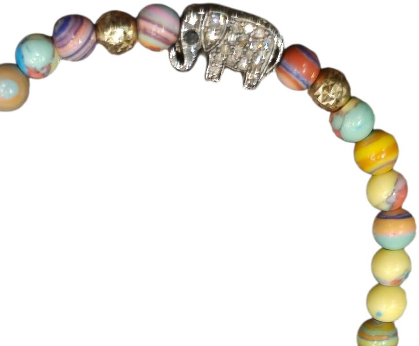 Catherine Michiels Bracelet Timmy charm Elephant silver diamants pierres multicolores rainbow SS233 bijoux Catherine Michiels Divers