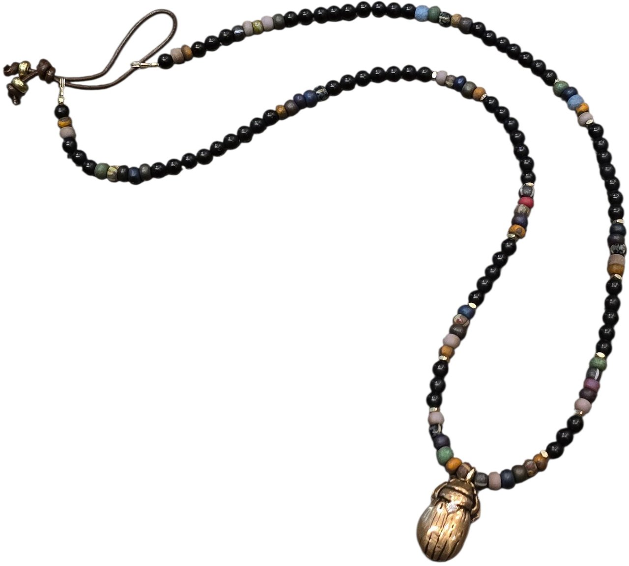 Catherine Michiels Collier Max à Kyoto bronze saphir blanc agates noires céramiques rondelles bronze bijoux Catherine Michiels Divers