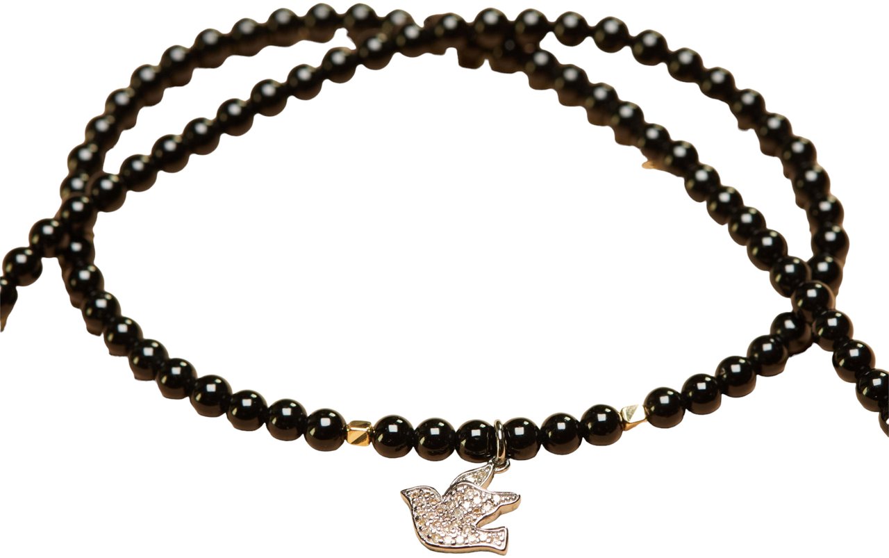 Catherine Michiels Collier colombe Argent Diamants Agate noir FW2305 Catherine Michiels Zwart