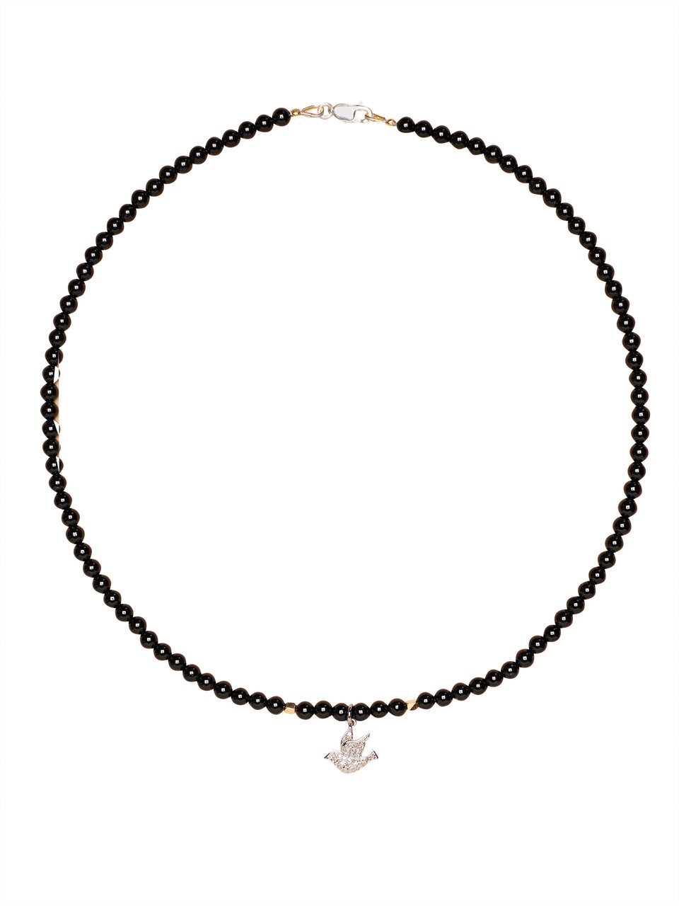 Catherine Michiels Collier colombe Argent Diamants Agate noir FW2305 Catherine Michiels Zwart