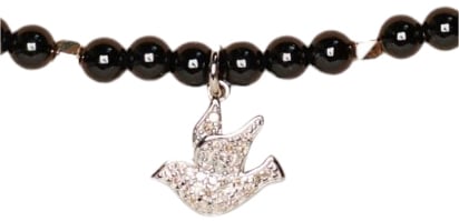 Catherine Michiels Collier colombe Argent Diamants Agate noir FW2305 Catherine Michiels Zwart