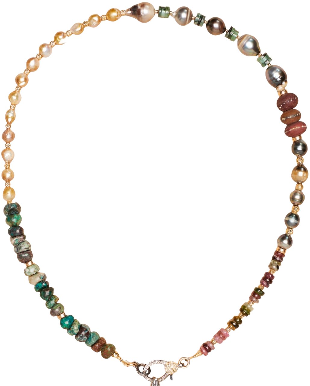 Catherine Michiels Sautoir Argent Diamants Perles tourmalines turquoises FW2317 Catherine Michiels Zilver