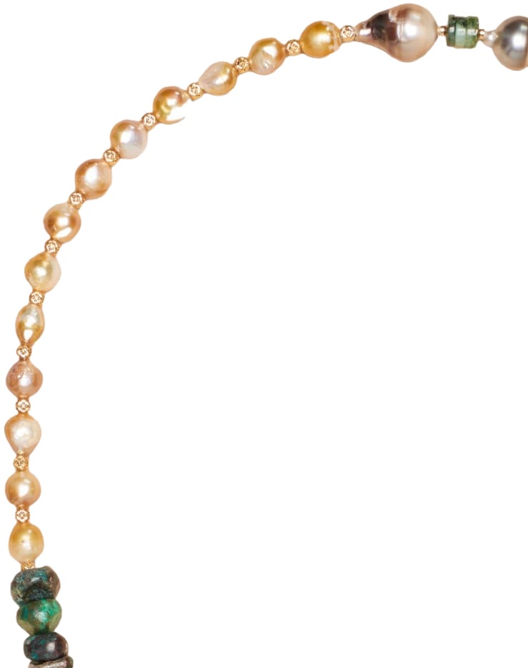 Catherine Michiels Sautoir Argent Diamants Perles tourmalines turquoises FW2317 Catherine Michiels Zilver