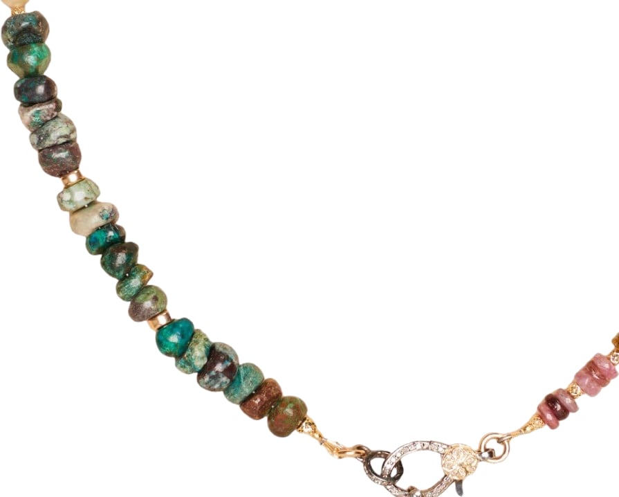 Catherine Michiels Sautoir Argent Diamants Perles tourmalines turquoises FW2317 Catherine Michiels Zilver