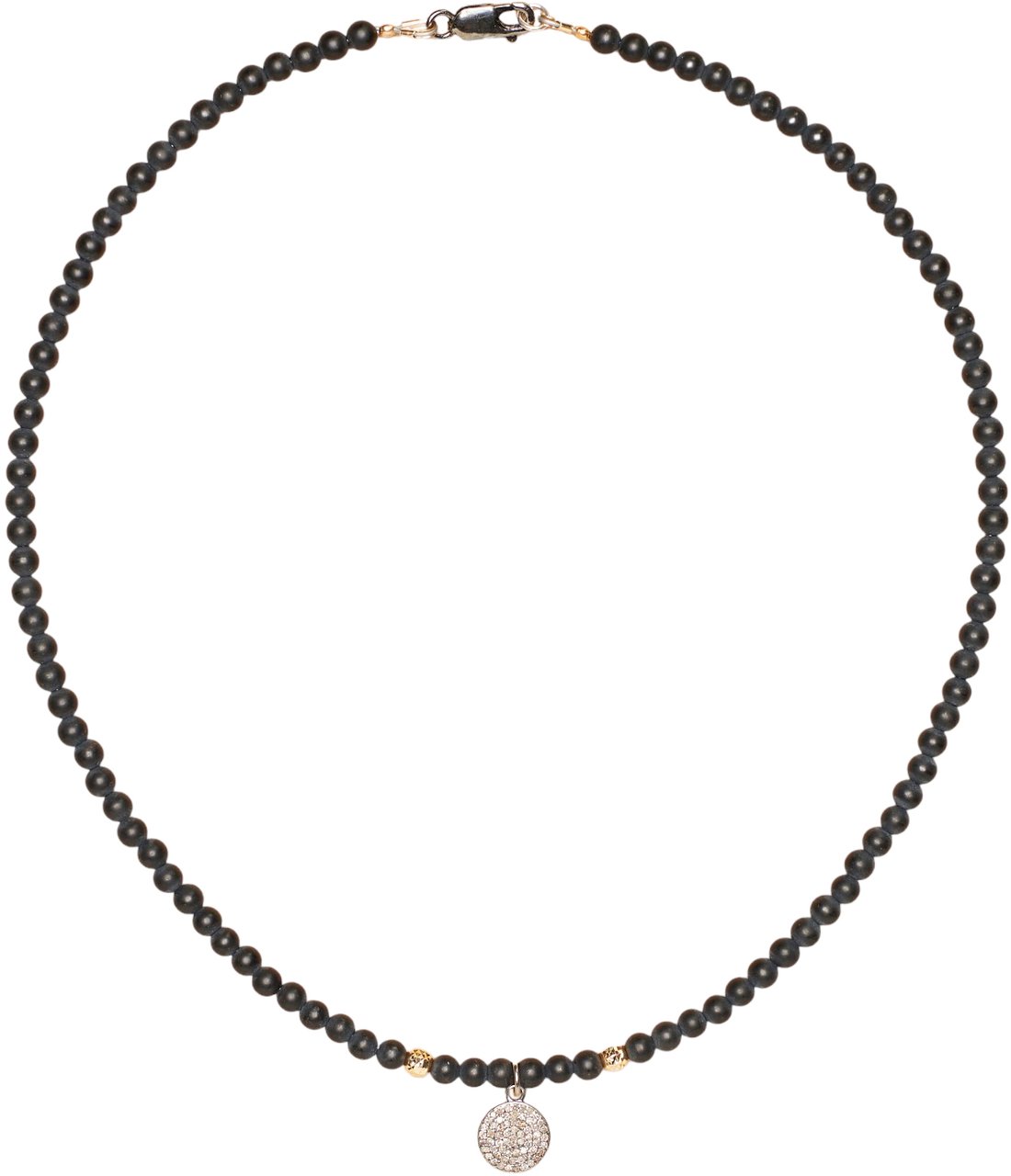 Catherine Michiels Collier disque Argent Diamants agate noir FW2331 Catherine Michiels Zwart