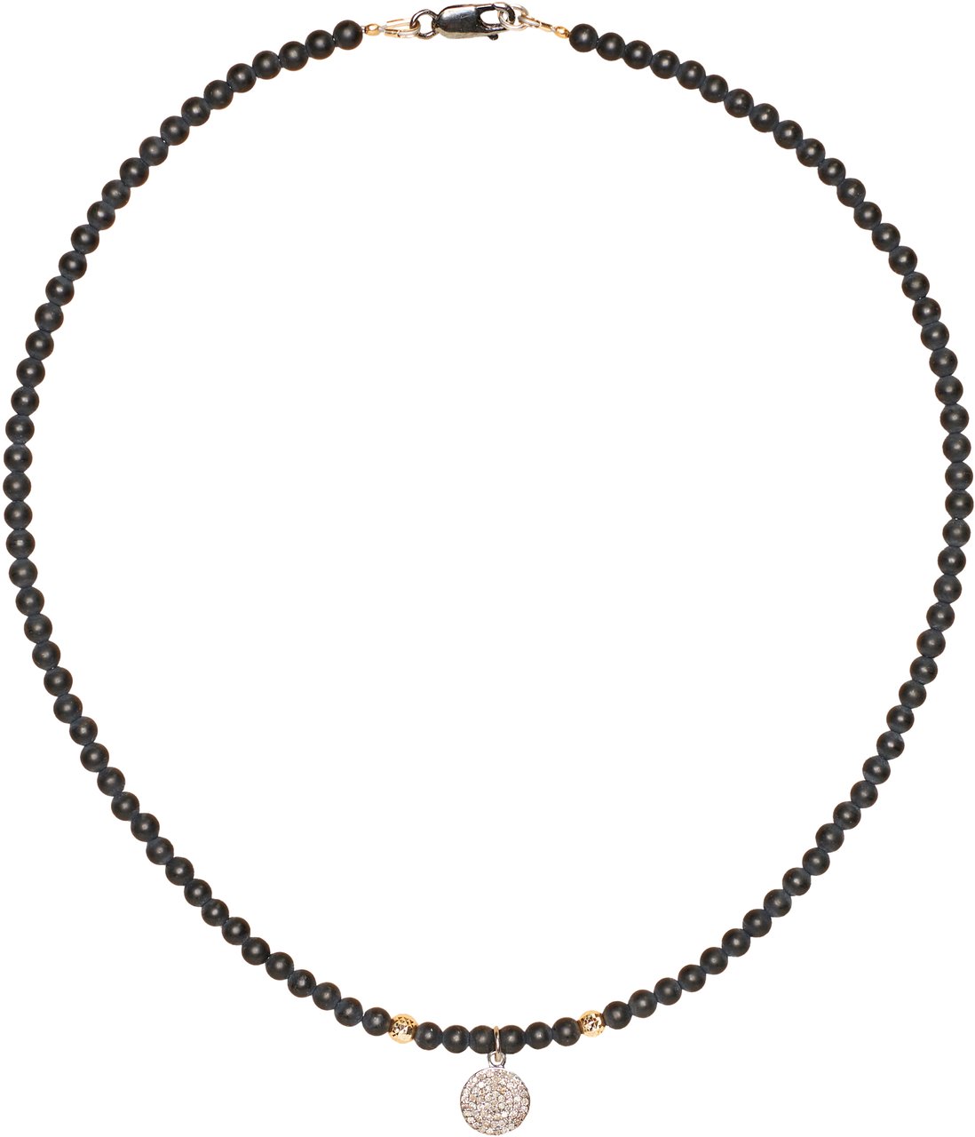 Catherine Michiels Collier disque Argent Diamants agate noir FW2331 Catherine Michiels Zwart