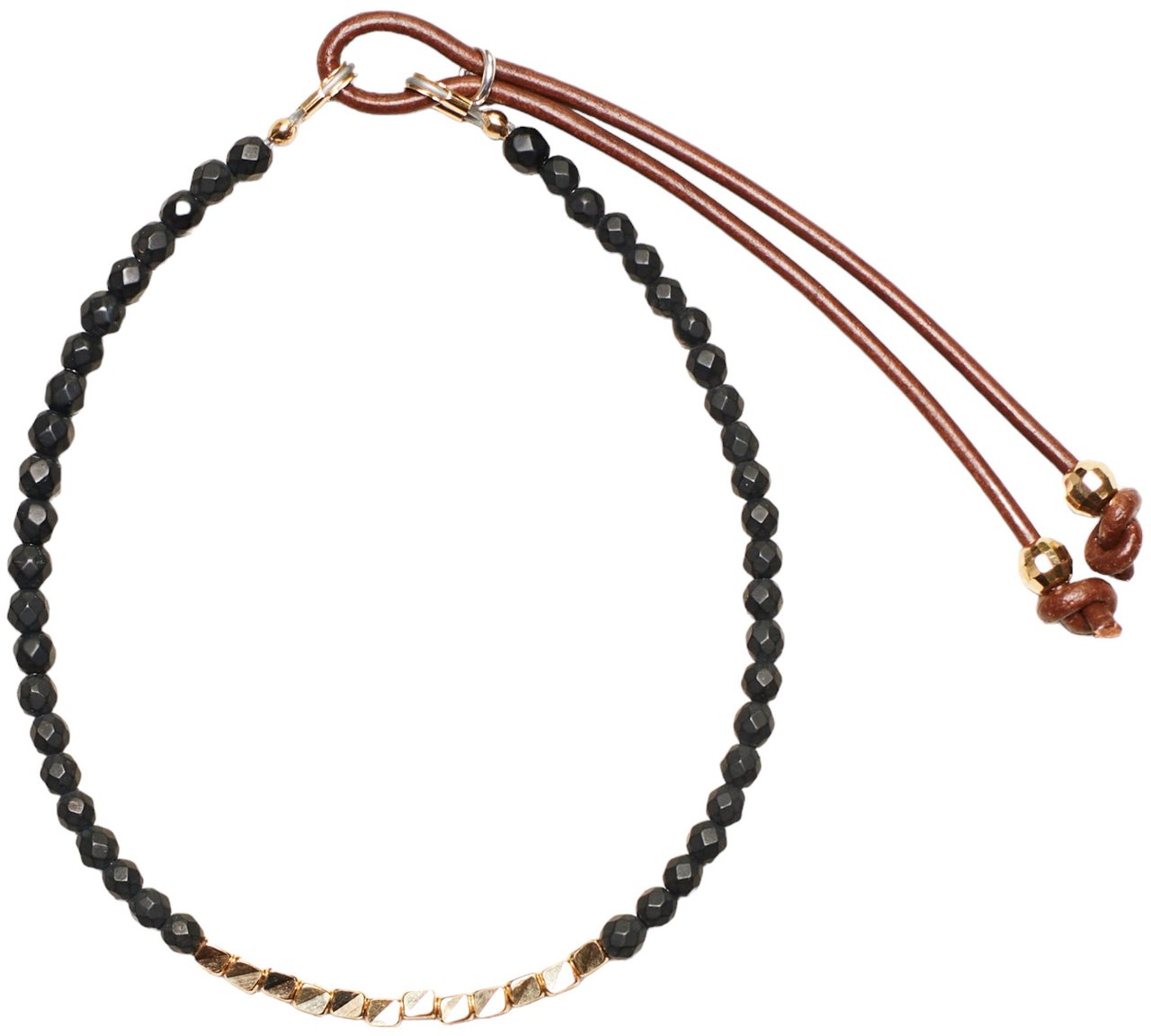 Catherine Michiels Bracelet cubes Or agates noir FW2342 Catherine Michiels Zwart