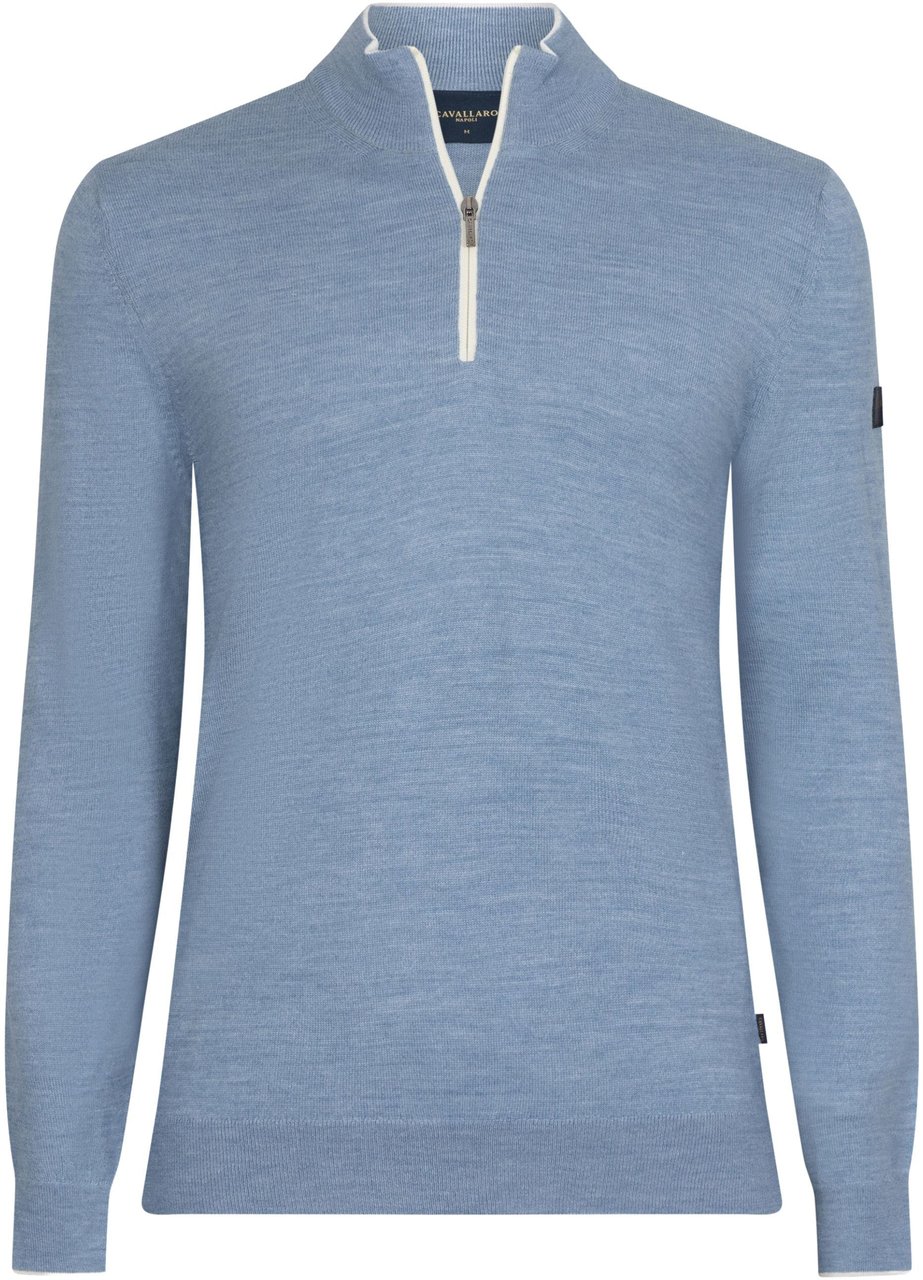 Cavallaro Cavallaro Fontanio Half Zip Pullover Pullovers Lichtblauw 118261014 Blauw