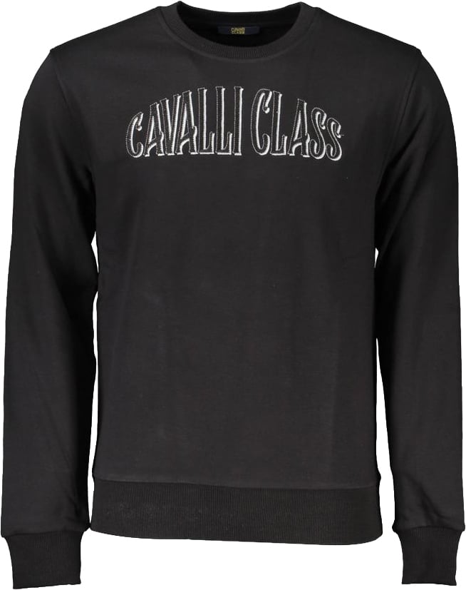 Cavalli Class Black Cotton Men Sweatshirt Blauw