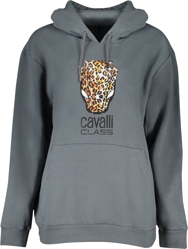 Cavalli Class Grigio Polyester Woman Sweatshirt Grijs
