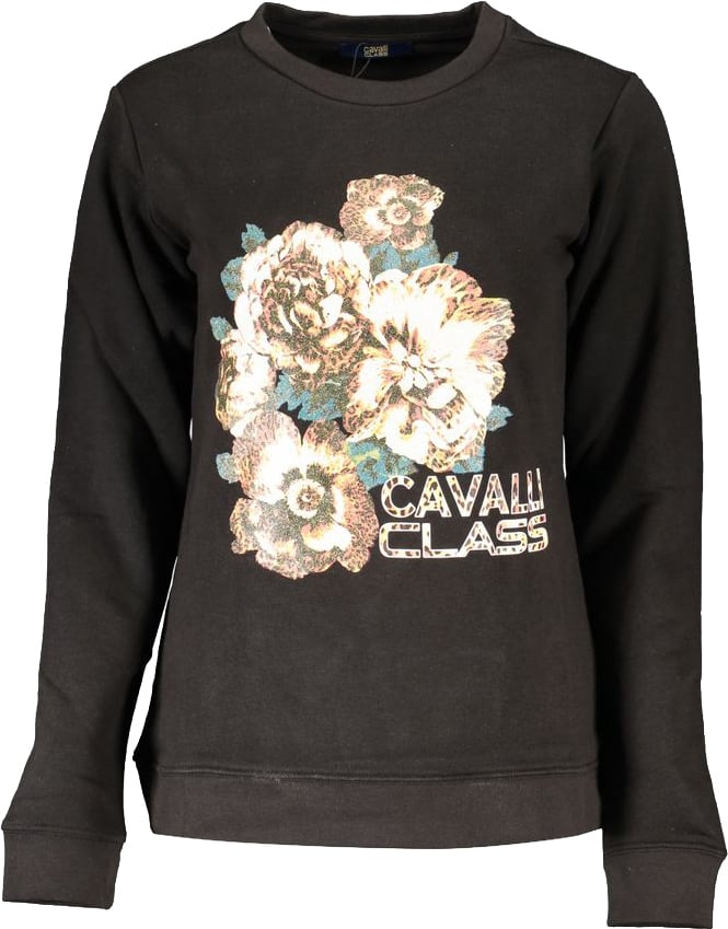 Cavalli Class Black Cotton Women Sweatshirt Zwart
