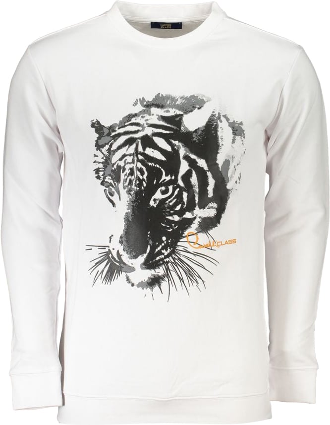 Cavalli Class White Cotton Men Sweatshirt Wit