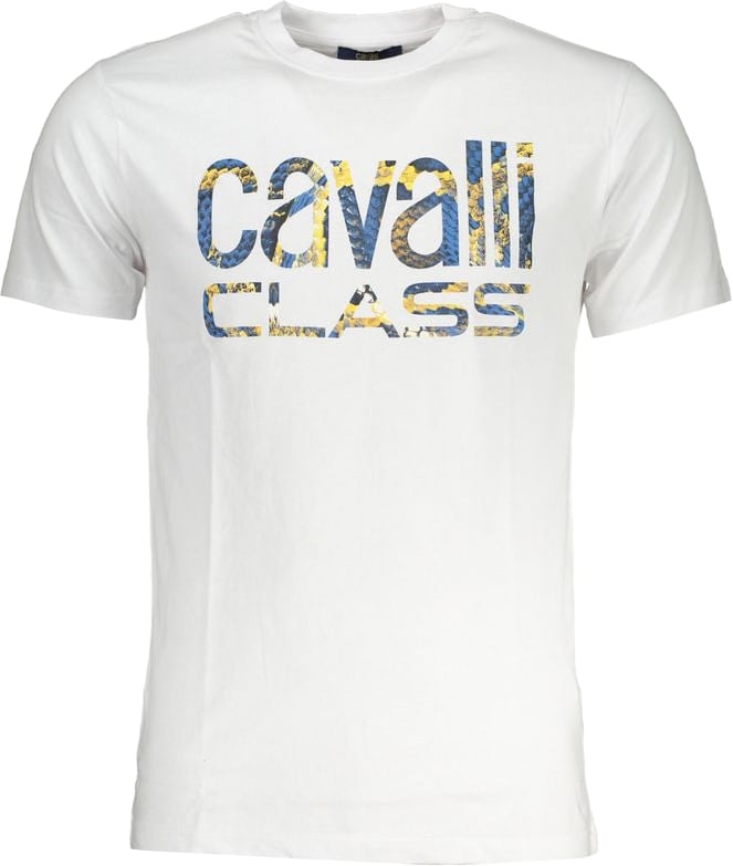 Cavalli Class Bianco Cotton Men T-Shirt Wit