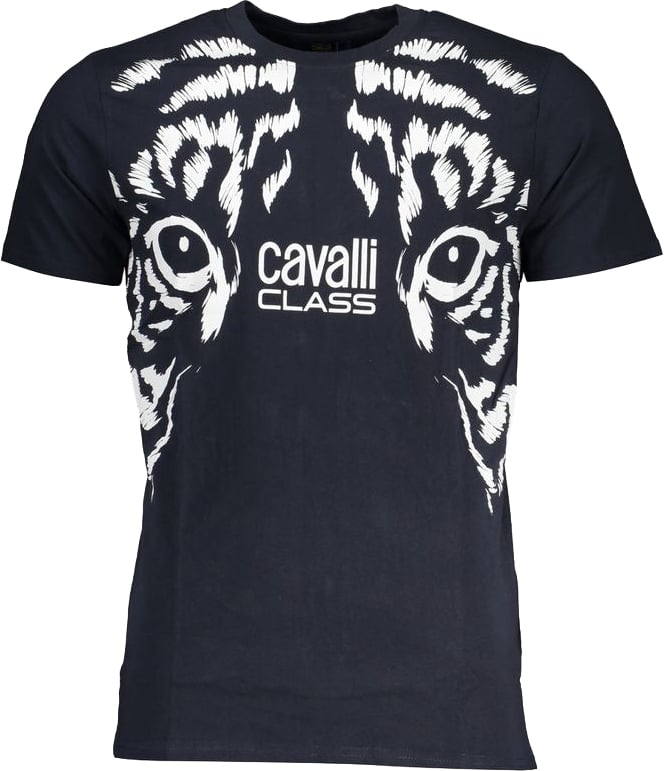 Cavalli Class Blu Cotton Men T-Shirt Blauw
