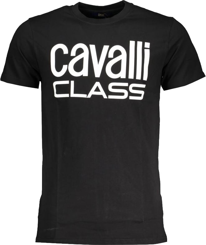 Cavalli Class Black Cotton Men T-Shirt Zwart