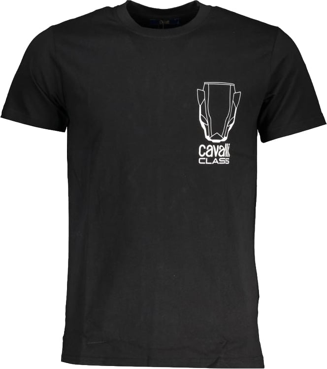 Cavalli Class Black Cotton Men T-Shirt Zwart