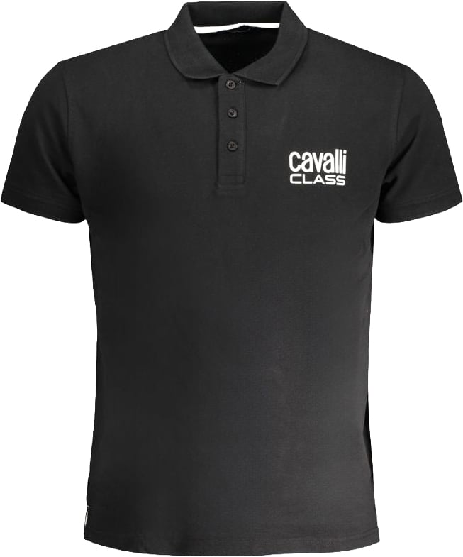 Cavalli Class Black Cotton Men's Polo Shirt Zwart