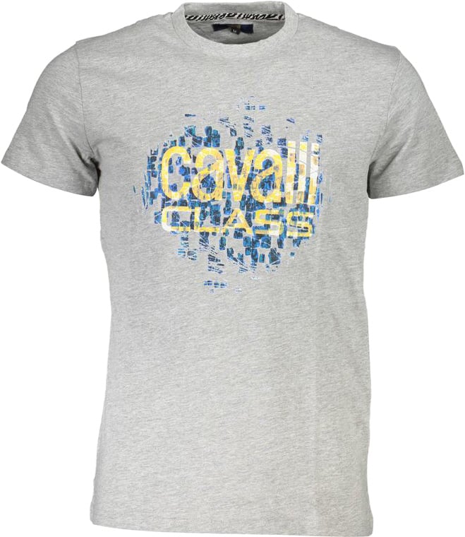 Cavalli Class Grigio Cotton Men T-Shirt Grijs