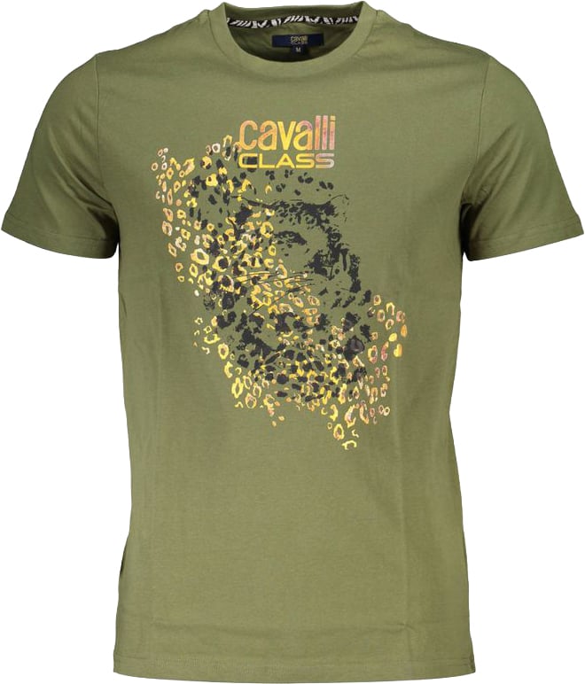 Cavalli Class Verde Cotton Men T-Shirt Wit