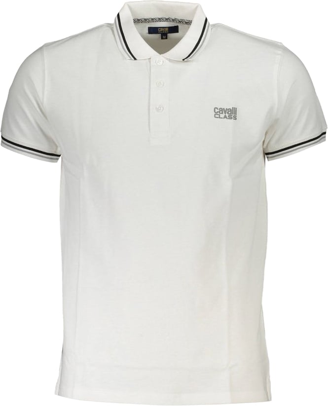Cavalli Class White Cotton Men Polo Shirt Wit