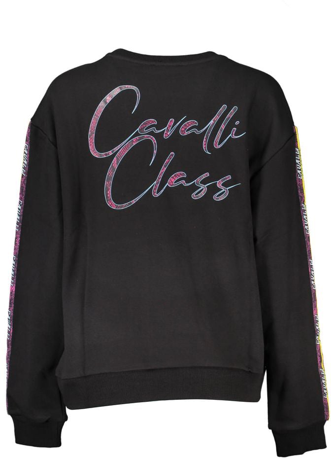 Cavalli Class Black Cotton Women Sweatshirt Zwart