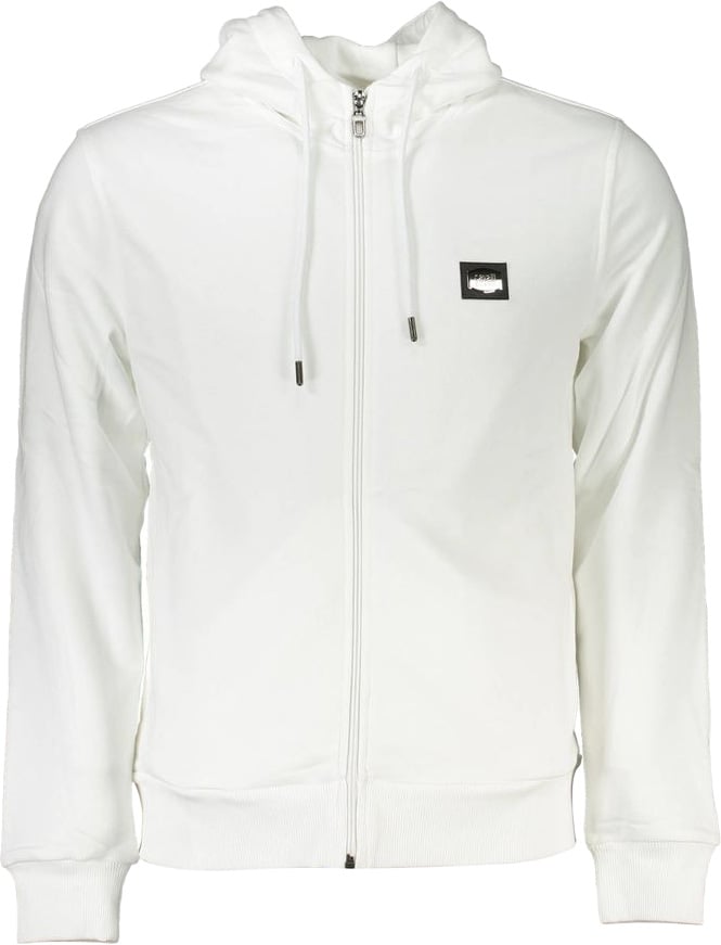 Cavalli Class White Cotton Men's Hooded Sweater Wit