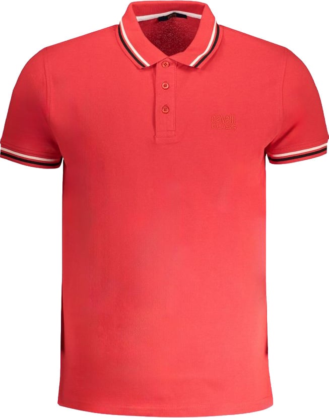 Cavalli Class Red Cotton Men Polo Shirt Rood