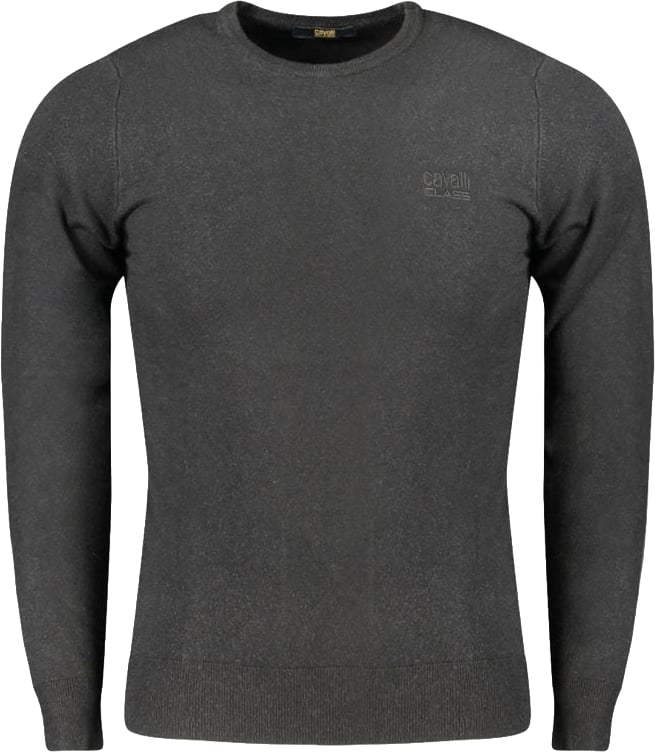 Cavalli Class Black Viscose Sweatshirt Zwart