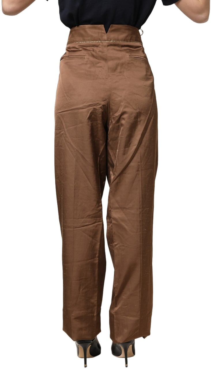 Cavalli Class Brown High Waist Flared Trouser Pants Bruin