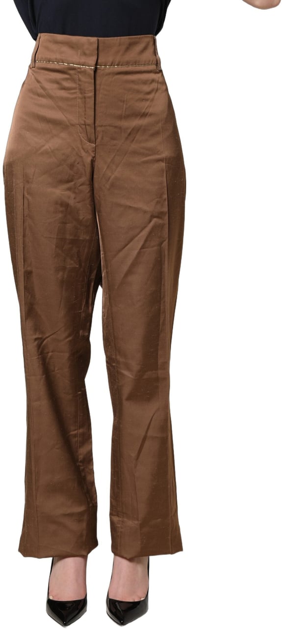 Cavalli Class Brown High Waist Flared Trouser Pants Bruin