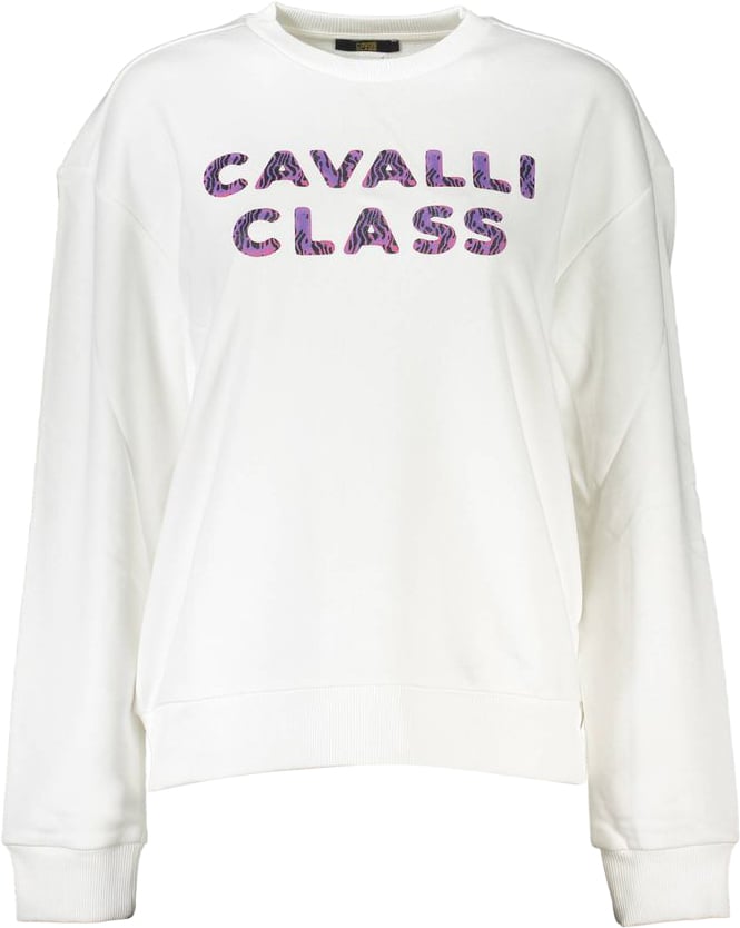 Cavalli Class Bianco Cotton Women Sweatshirt Wit