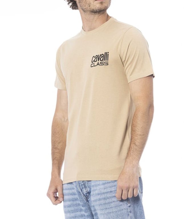 Cavalli Class Beige Cotton Men T-Shirt Beige