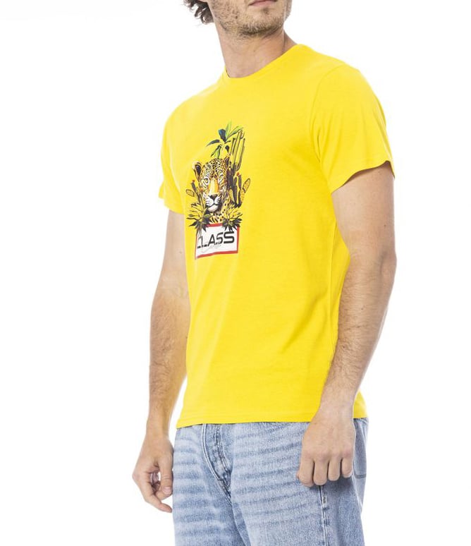 Cavalli Class Yellow Cotton Men T-Shirt Geel
