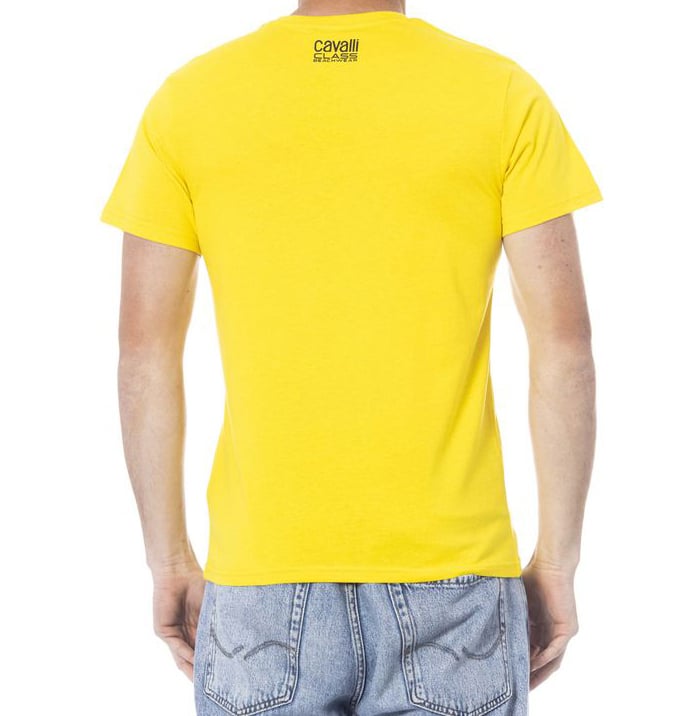 Cavalli Class Yellow Cotton Men T-Shirt Geel