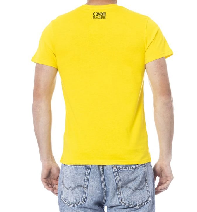 Cavalli Class Yellow Cotton Men T-Shirt Geel
