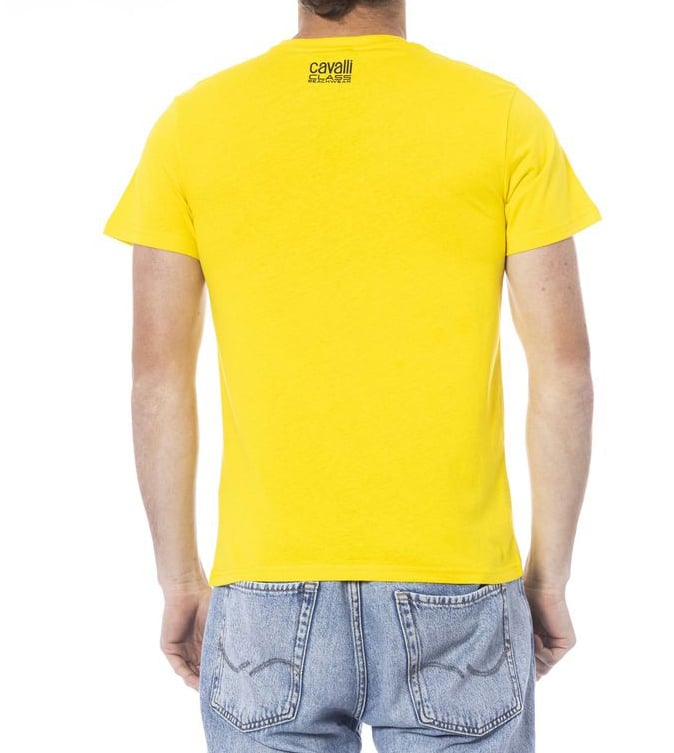 Cavalli Class Yellow Cotton Men T-Shirt Geel