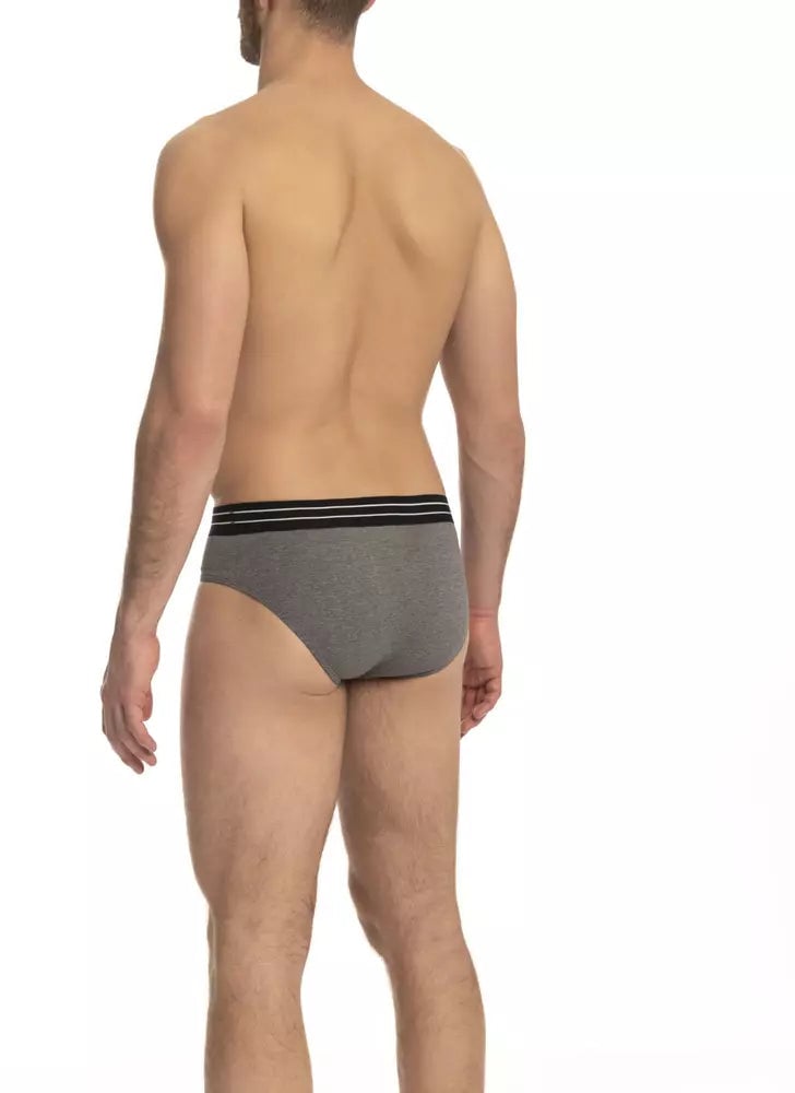 Cavalli Class Gray Cotton Men Underwear Trio Pack Grijs