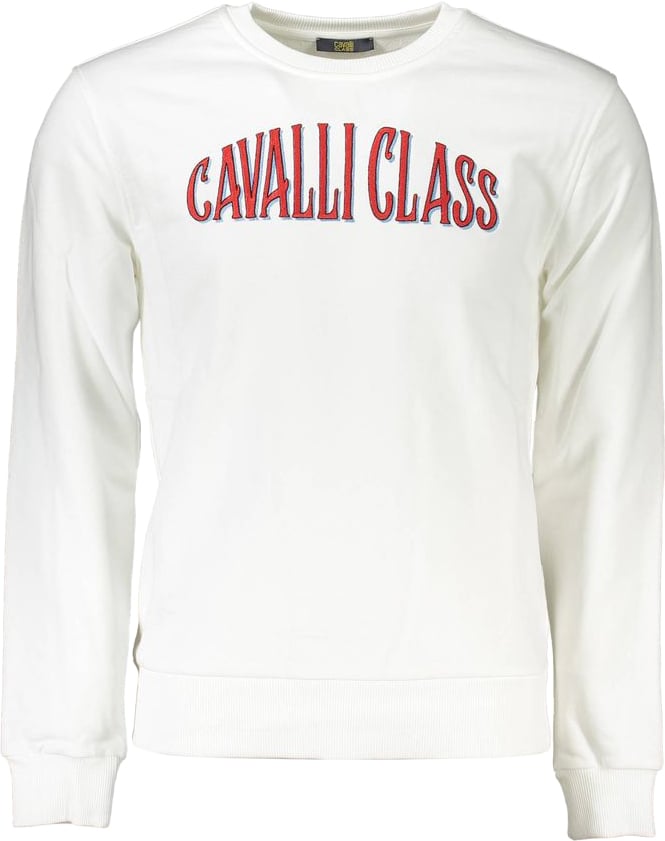 Cavalli Class Bianco Cotton Men Sweatshirt Wit