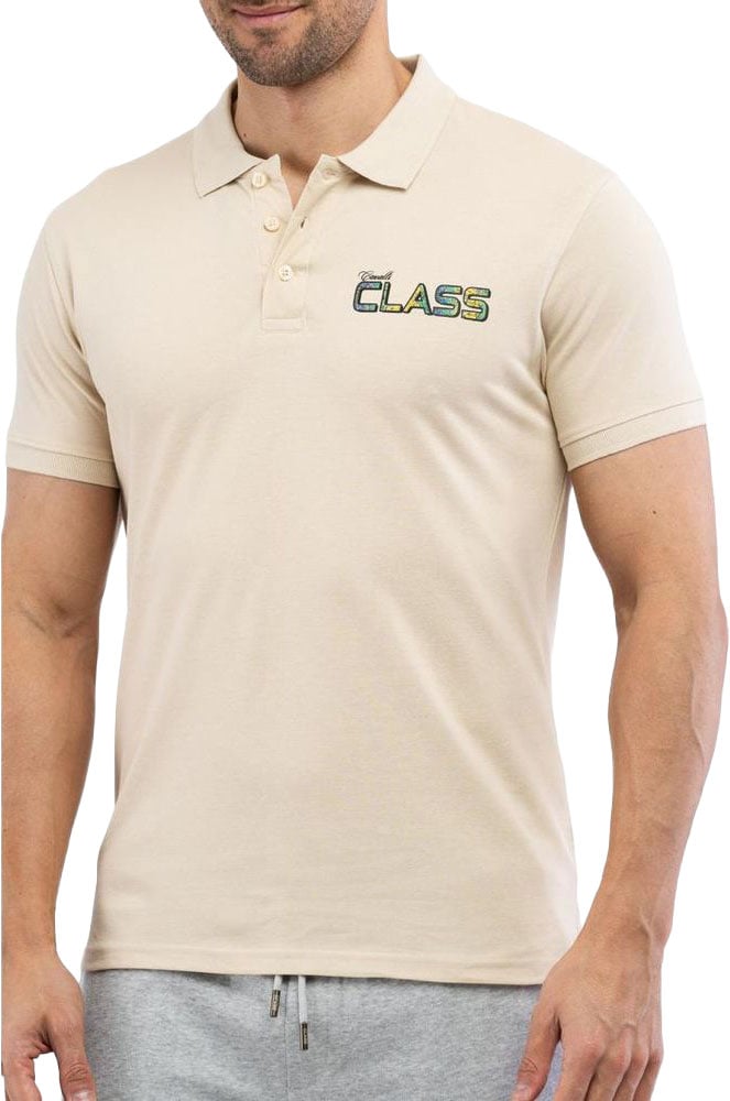Cavalli Class Beige Cotton Polo Shirt Beige